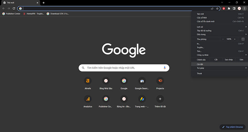 Bước 1: truy cập vào chế độ cài đặt của Google Chrome